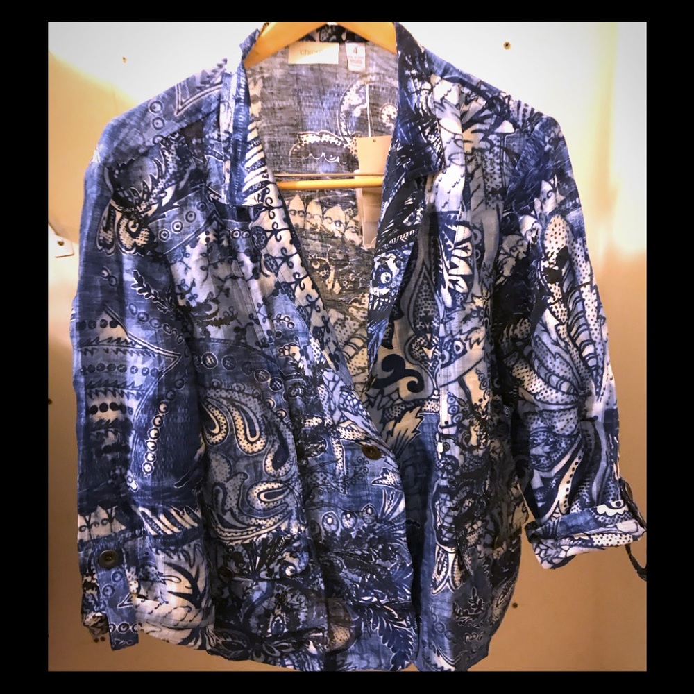 Chico’s blue & white summer jacket